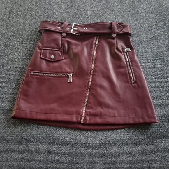 Avec Les Filles Maroon Zipper Mini Skirt Small - Picture 3 of 7